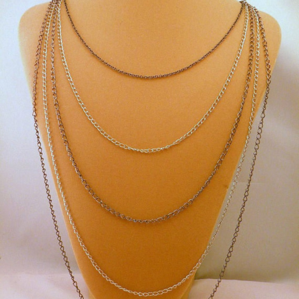 Gunmetal Black and Silvertone Mixed Metals 5 Chain